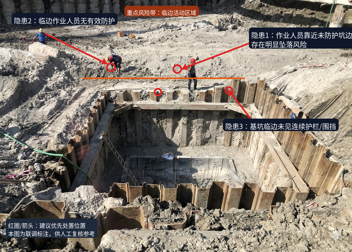 AI识别出的安全隐患标注